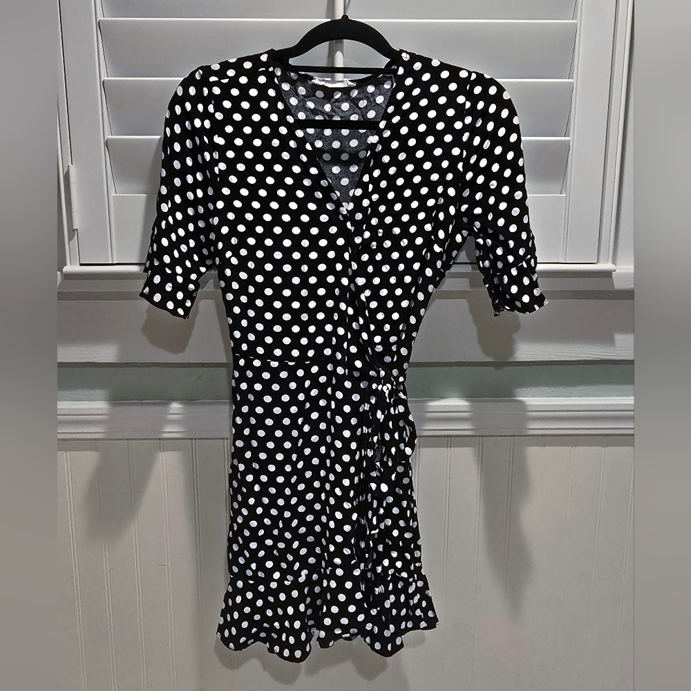 Elodie Black and White Polka Dot Midi Dress